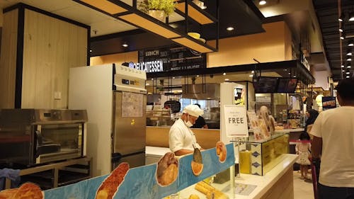 A Crowd Of Shoppers In A Mall Food Court 