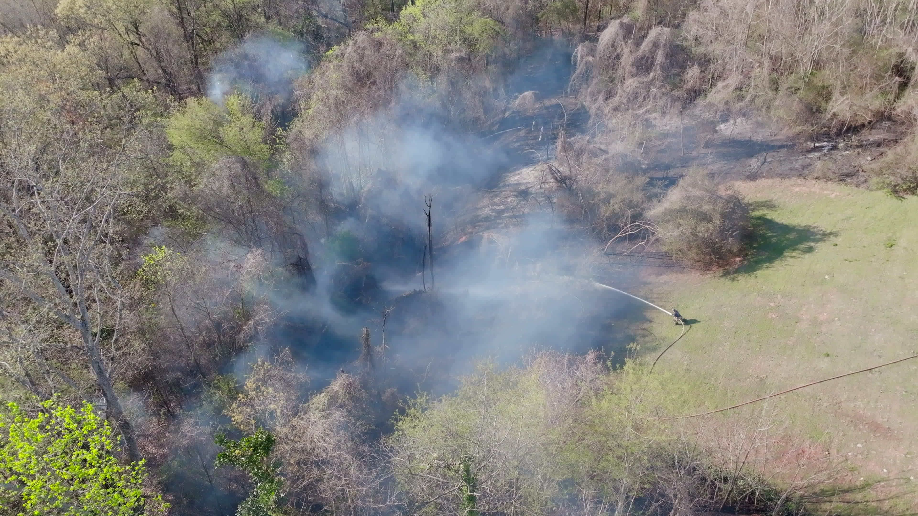 Aerial View of Controlled Forest Fire in Spring Free Stock Video ...