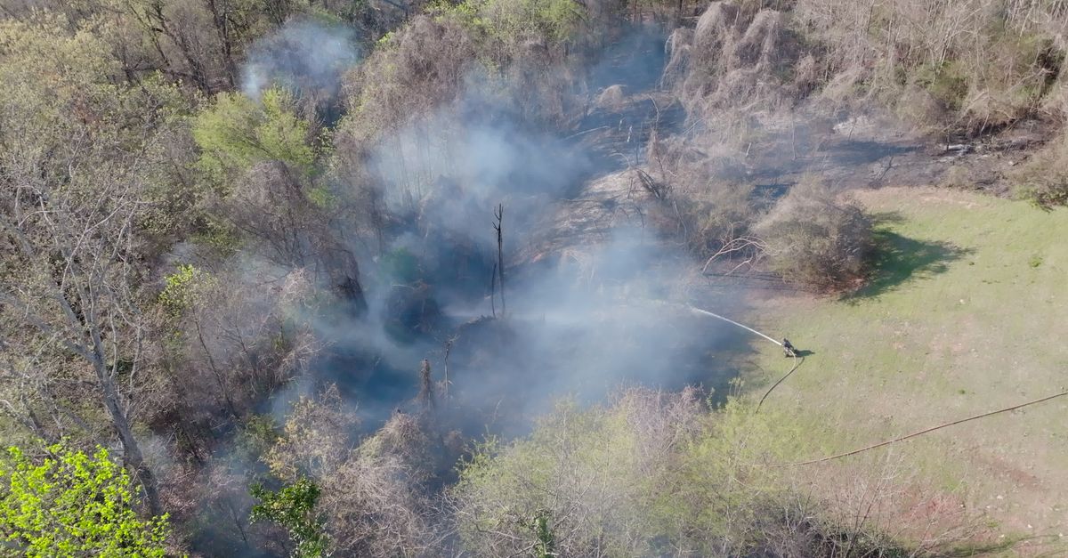 Fire In Spring Aerial View of Controlled Forest Fire in Spring Free Stock Video ...