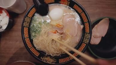 authentic japanese ramen bowl close up