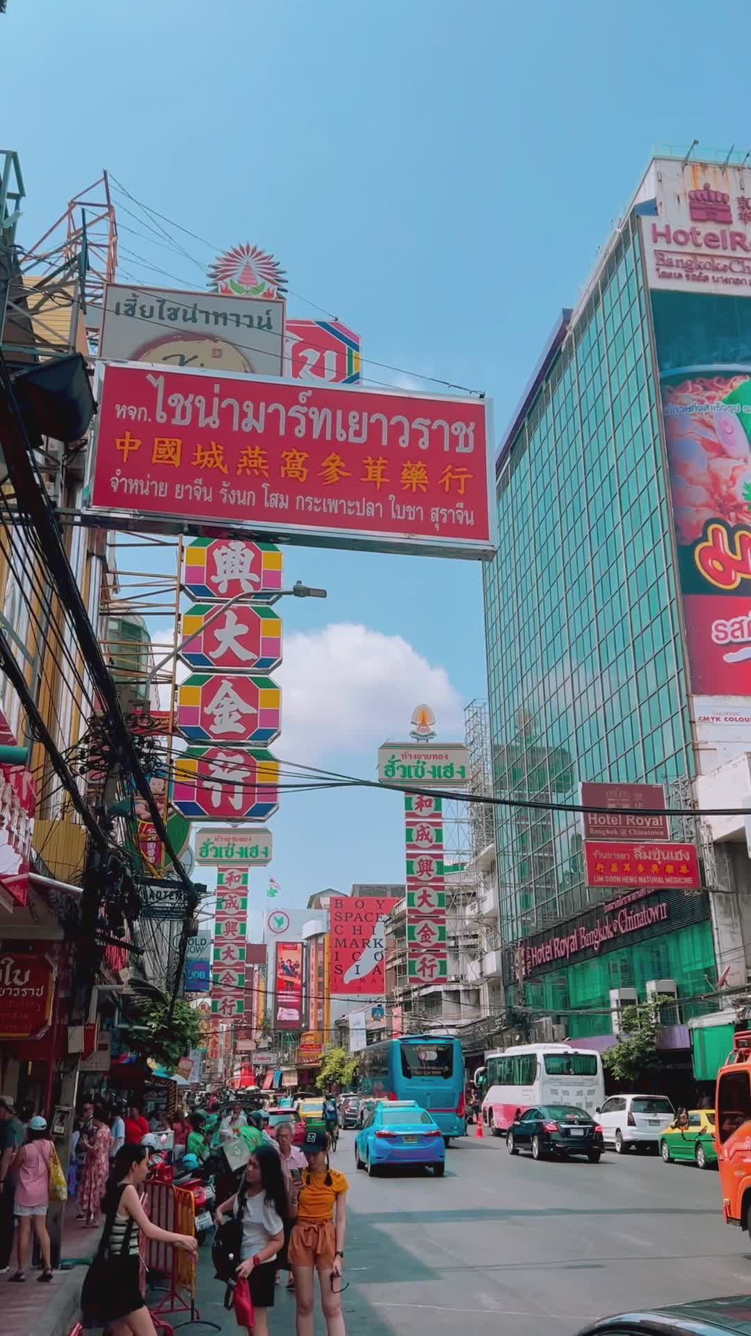 Bustling Bangkok Chinatown Street Scene Free Stock Video Footage ...