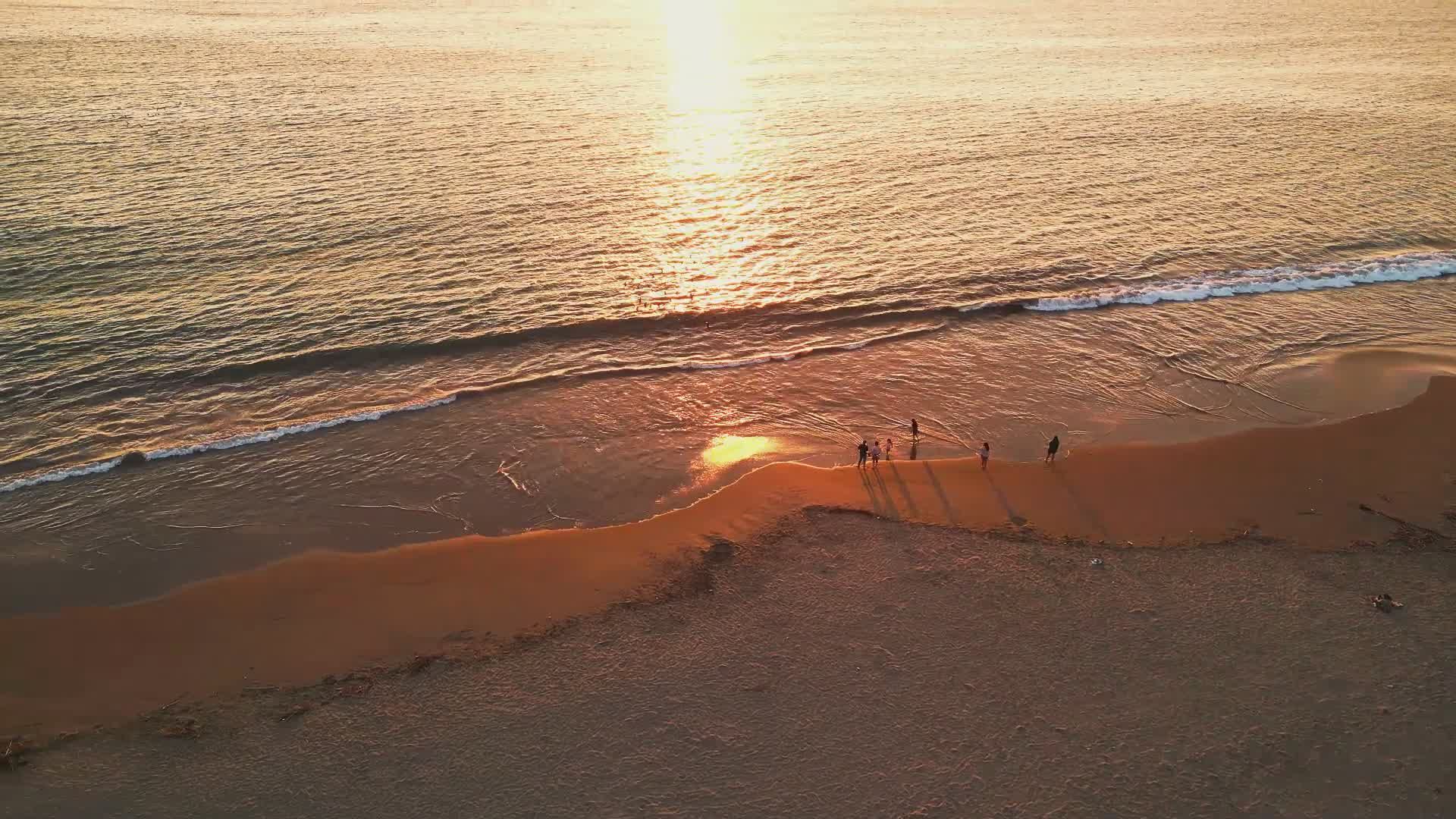 Serene Beach Sunset with Walking Silhouettes Free Stock Video Footage ...
