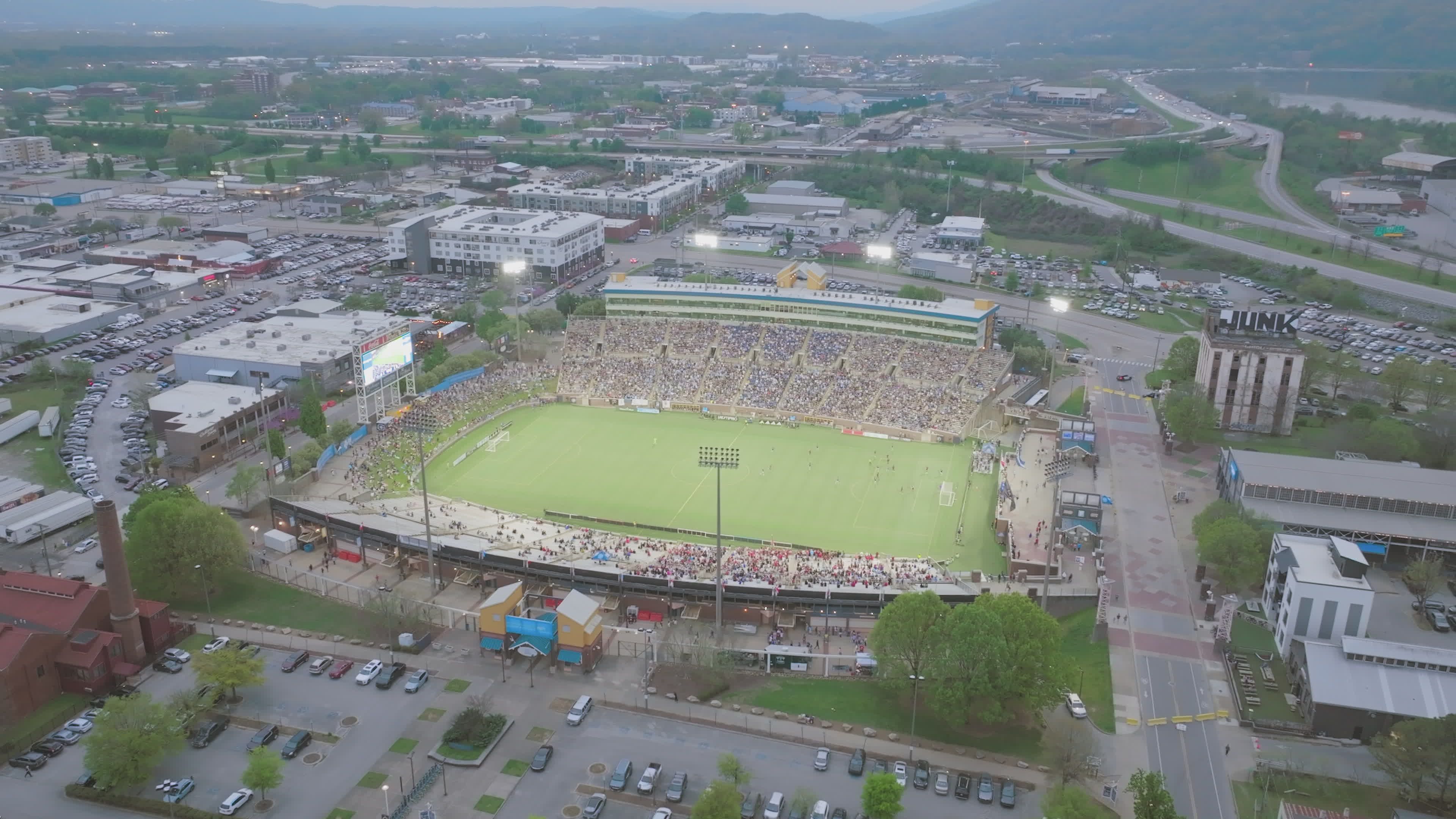 Aerial View of Stadium During Event in City Free Stock Video Footage ...