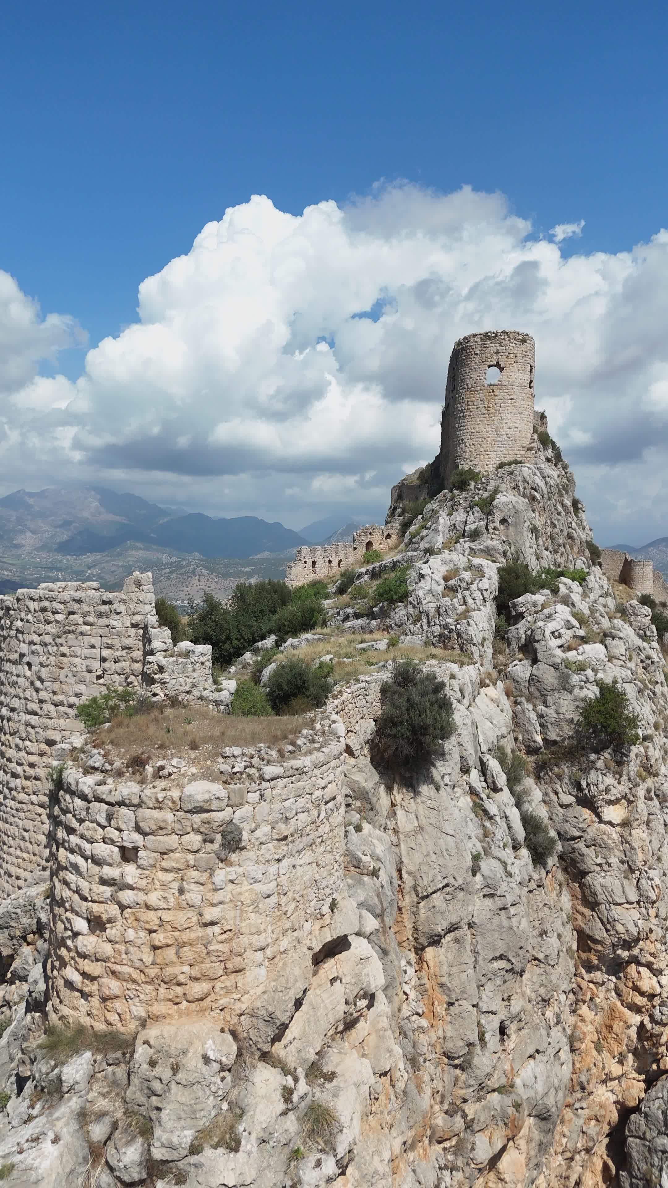 Aerial View of Historic Feke Castle in Turkey Free Stock Video Footage ...