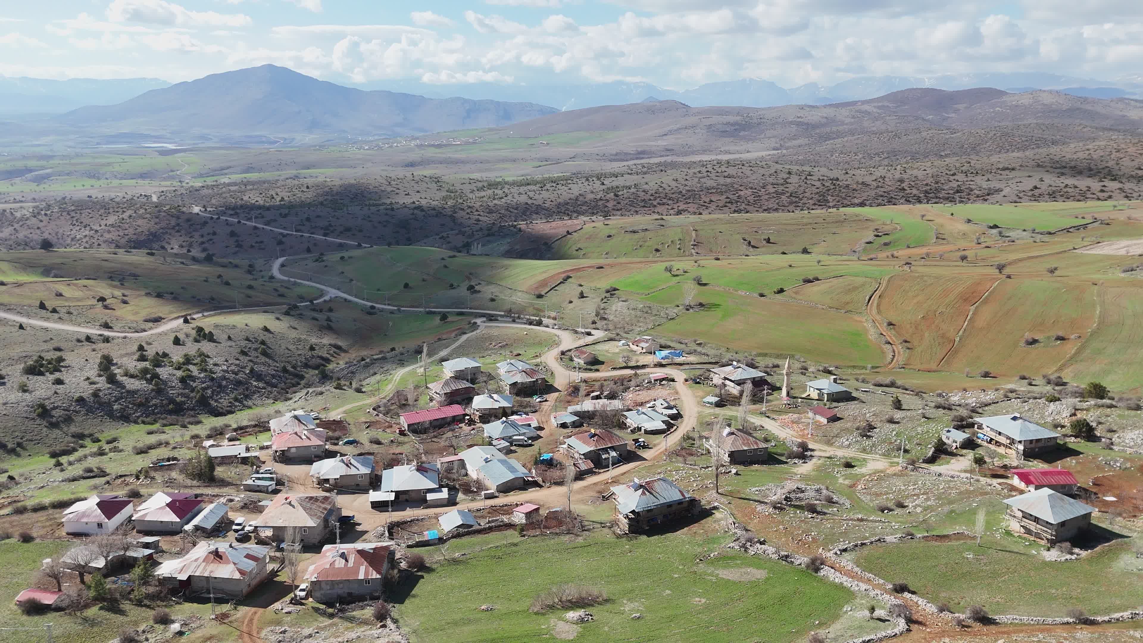 Scenic Aerial View of Rural Turkish Village Free Stock Video Footage ...