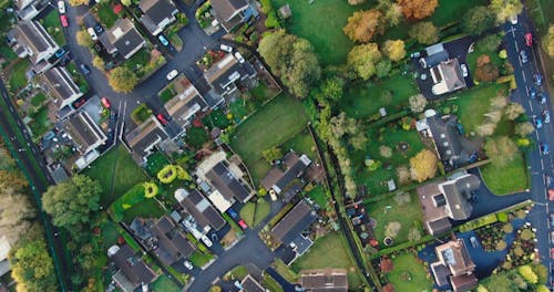 Drone Footage Of A Residential Community In An Urban Area