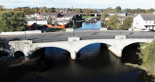 Drone Footage Of A Concrete Bridge Built To Cross A River