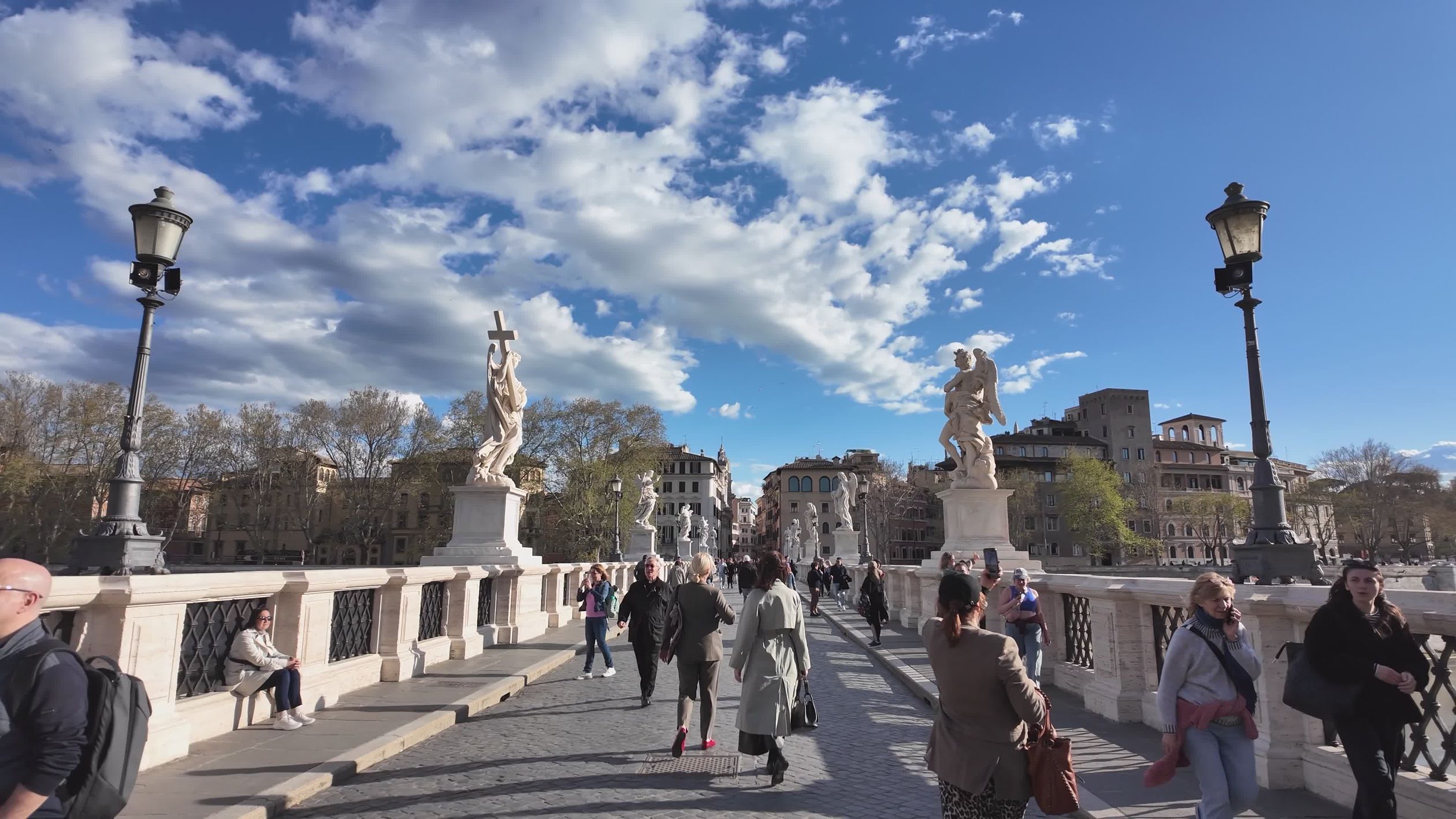 Exploring Rome's Historic Bridge on a Sunny Day Free Stock Video ...