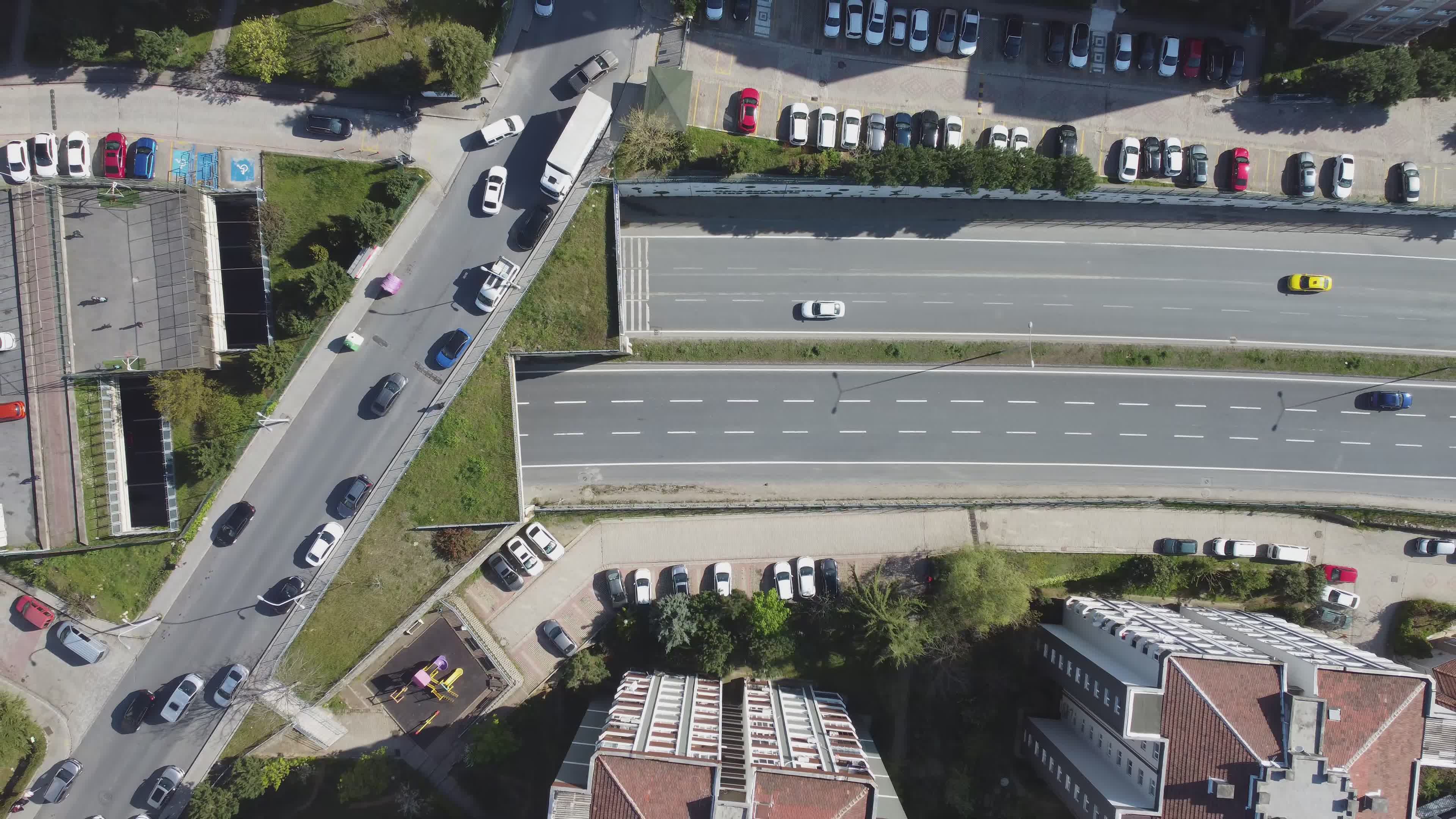 Aerial View of City Roads and Traffic Flow Free Stock Video Footage ...