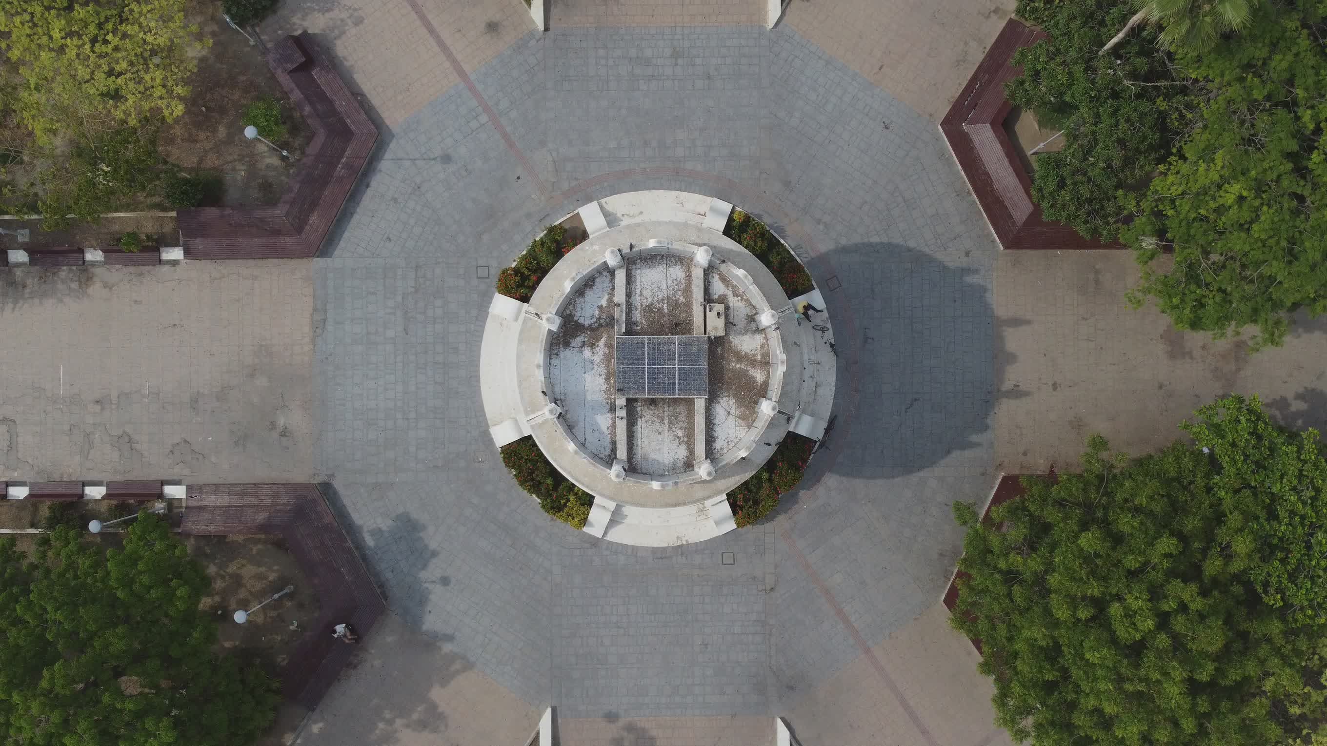 Aerial View of Circular Monument in Urban Plaza Free Stock Video ...