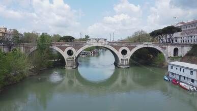 aerial view of ponte sisto bridge in rome