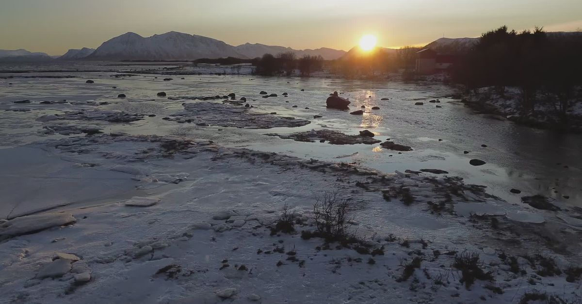 Artic Orange Rivers Beautiful Arctic River Sunrise Aerial View Free Stock Video Footage ...