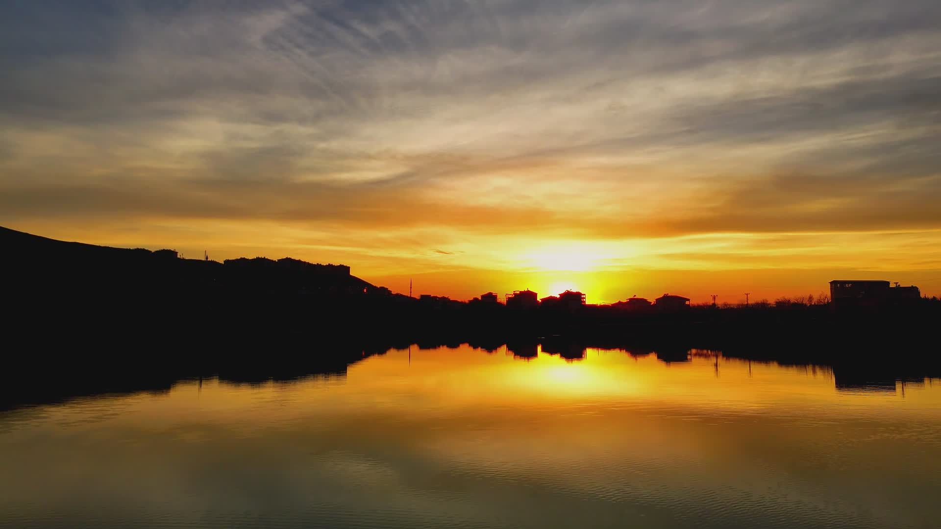 Serene Sunset Over Calm Lake Reflection Free Stock Video Footage ...
