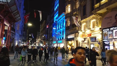 Crowd on the Street at Night