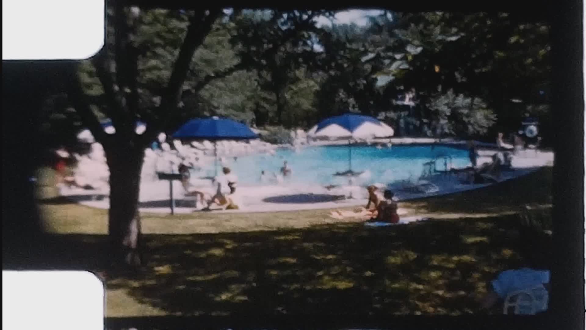 Retro 1970s Outdoor Pool Scene with Families Free Stock Video Footage ...