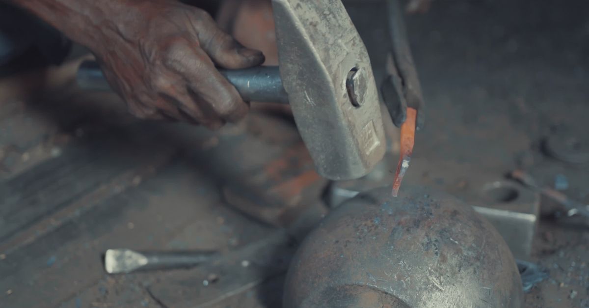 Blacksmith Hammering Metal in Workshop Free Stock Video Footage ...