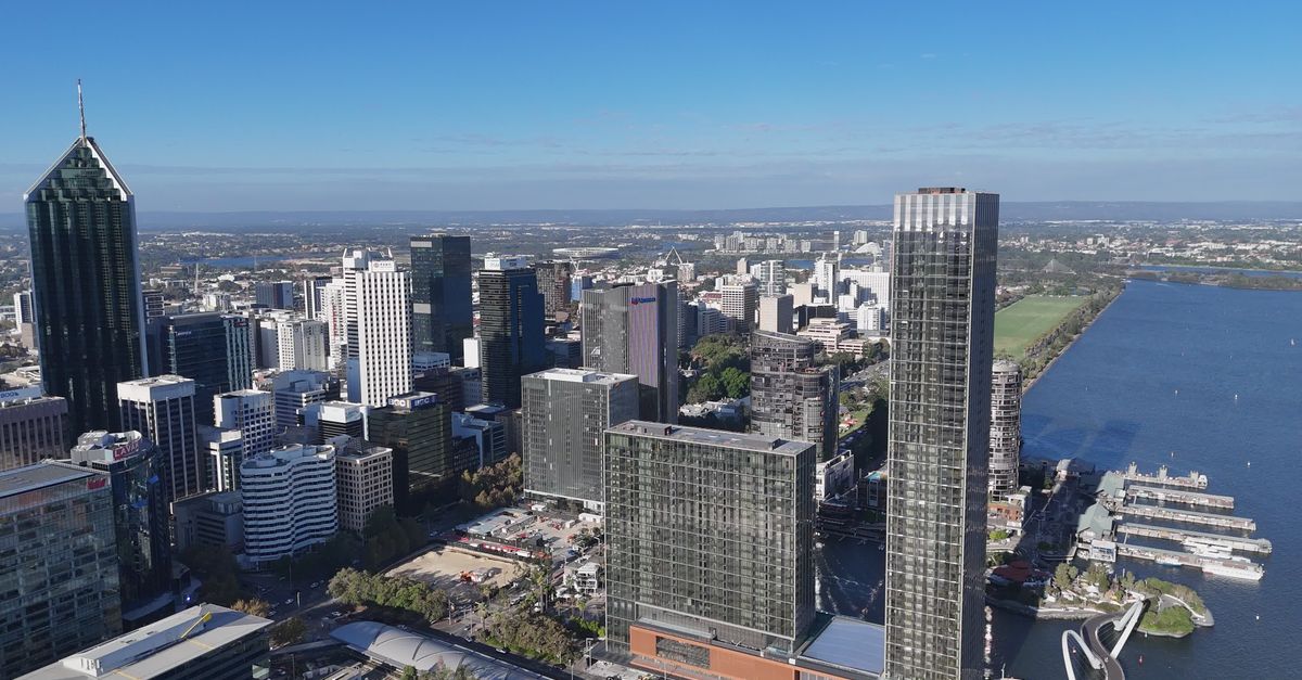 Stunning Aerial View of Perth City Skyline Free Stock Video Footage ...