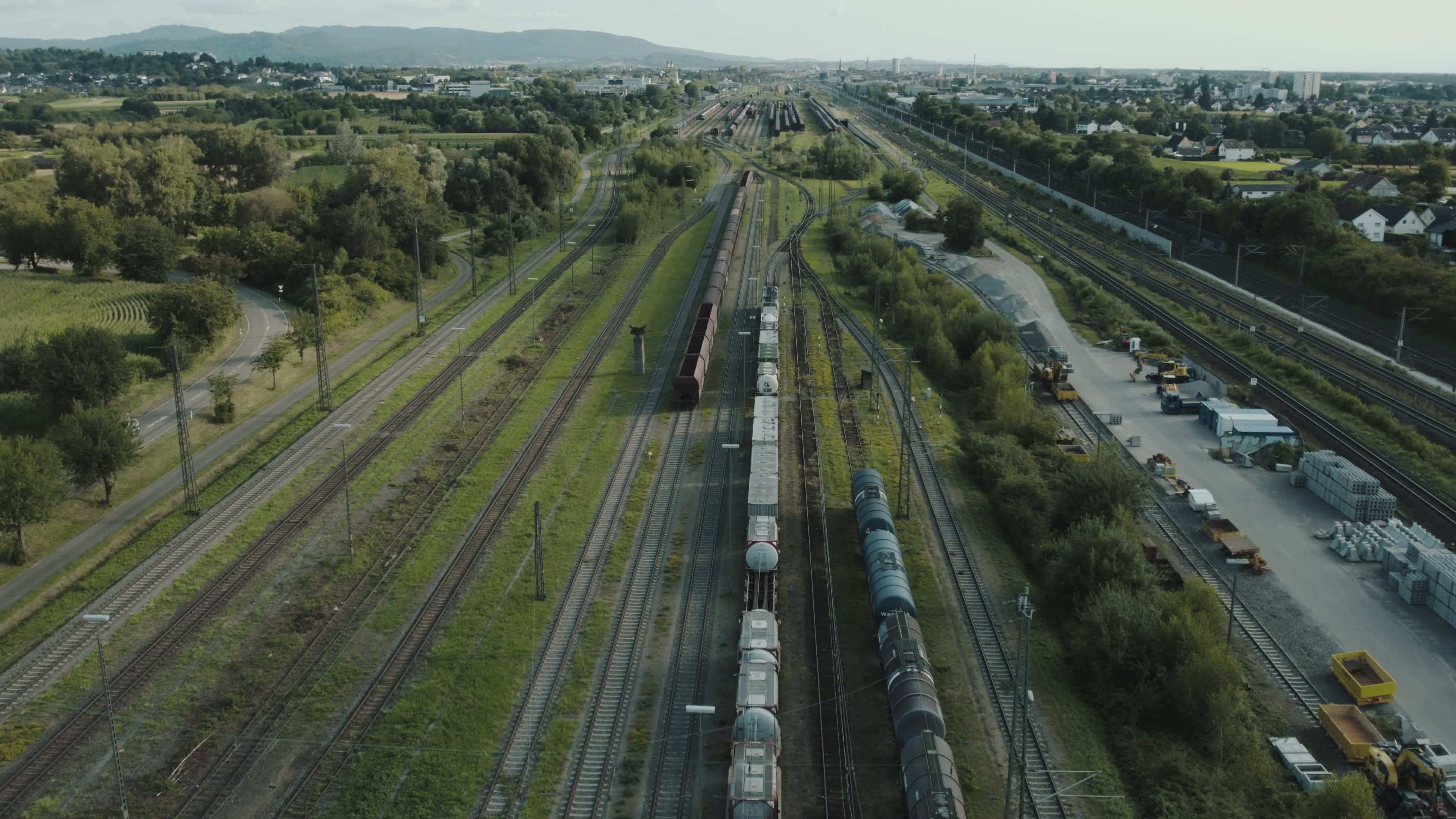 Aerial View of Freight Trains on Railway Tracks Free Stock Video ...