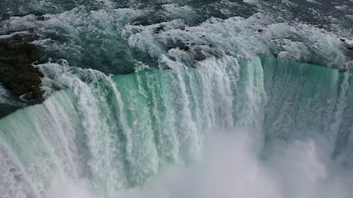 Top View Footage Of A Green Water Falls