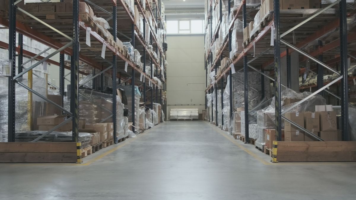 Forklift in a materials warehouse