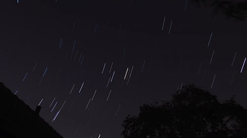 Lines Of Star Trail In The Sky At Night