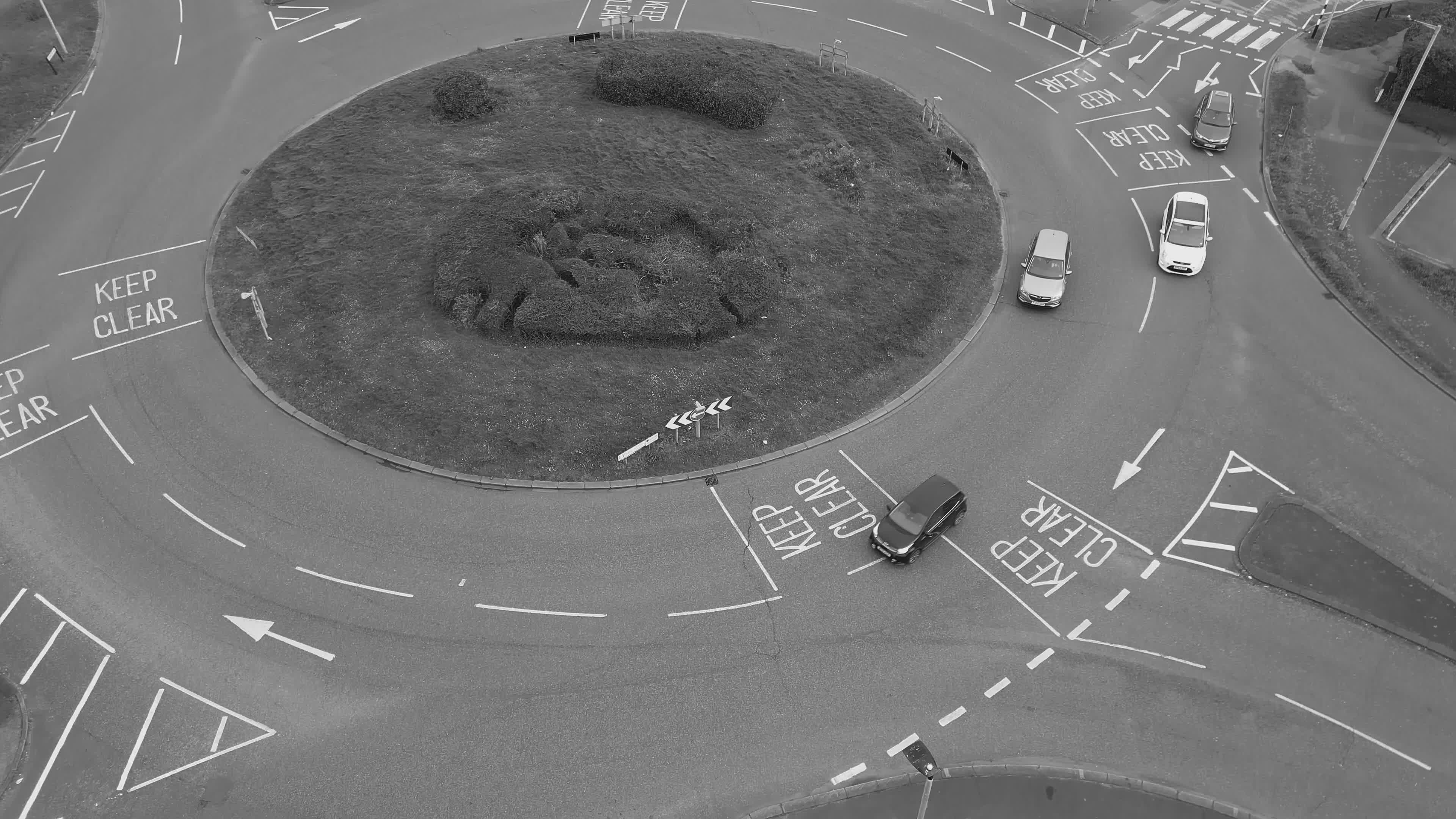 Aerial View of Busy Roundabout Intersection Free Stock Video Footage ...