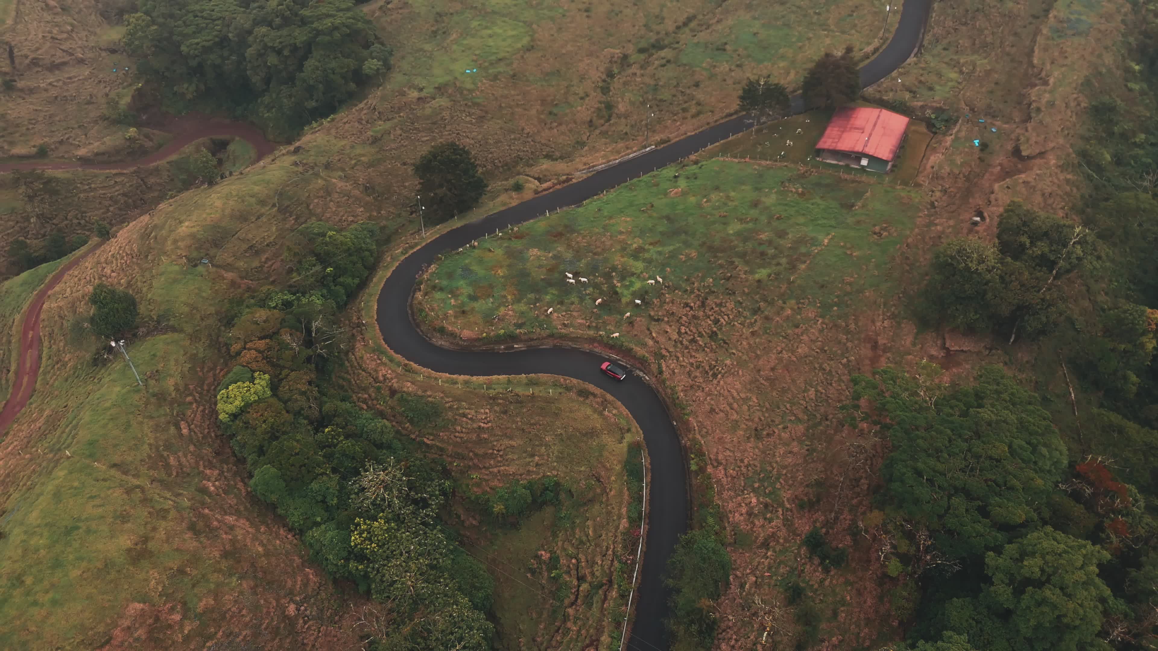 Scenic Aerial View of Mountain Road Free Stock Video Footage, Royalty ...