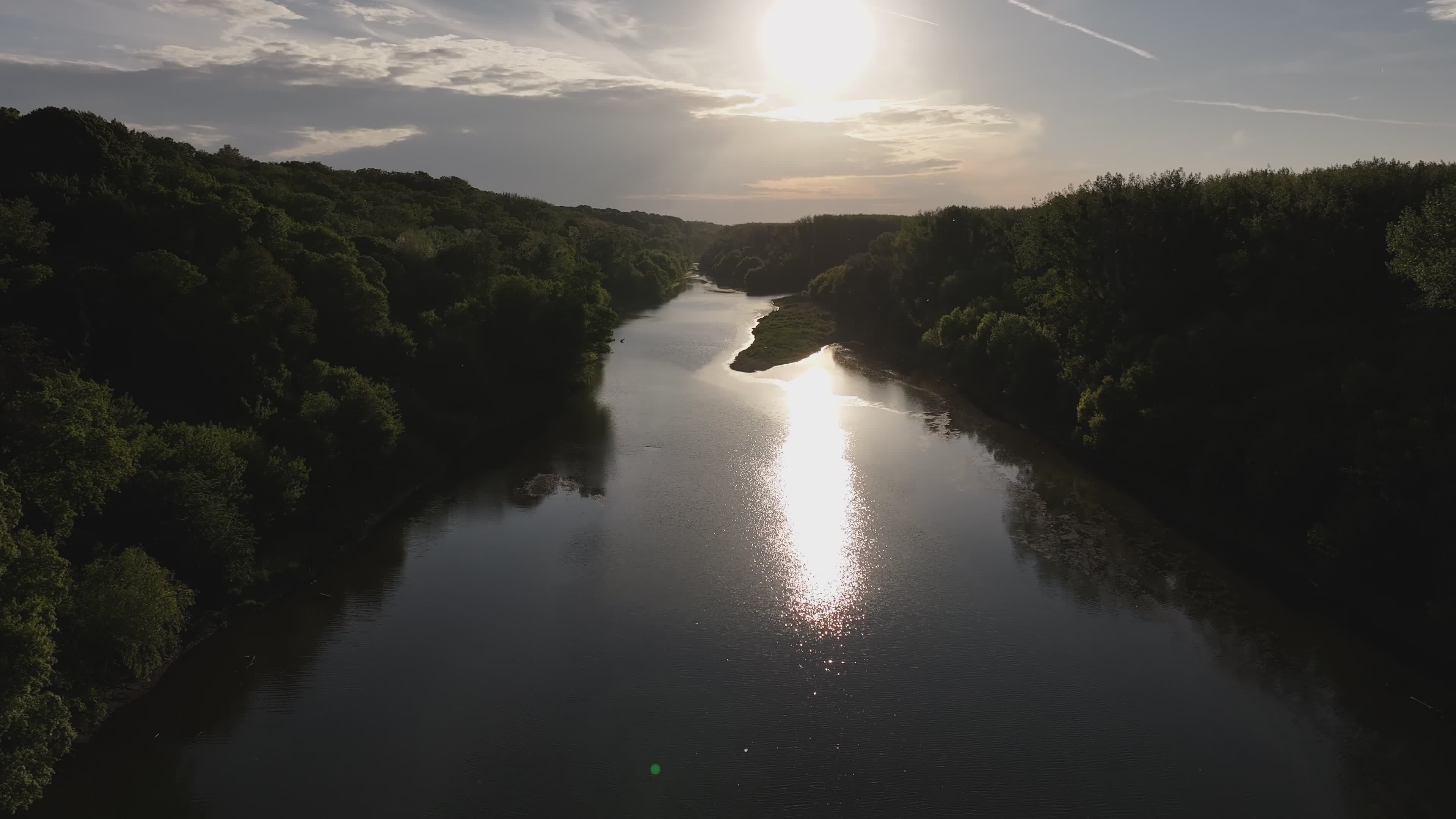 Scenic Aerial View of River at Sunset Free Stock Video Footage, Royalty ...