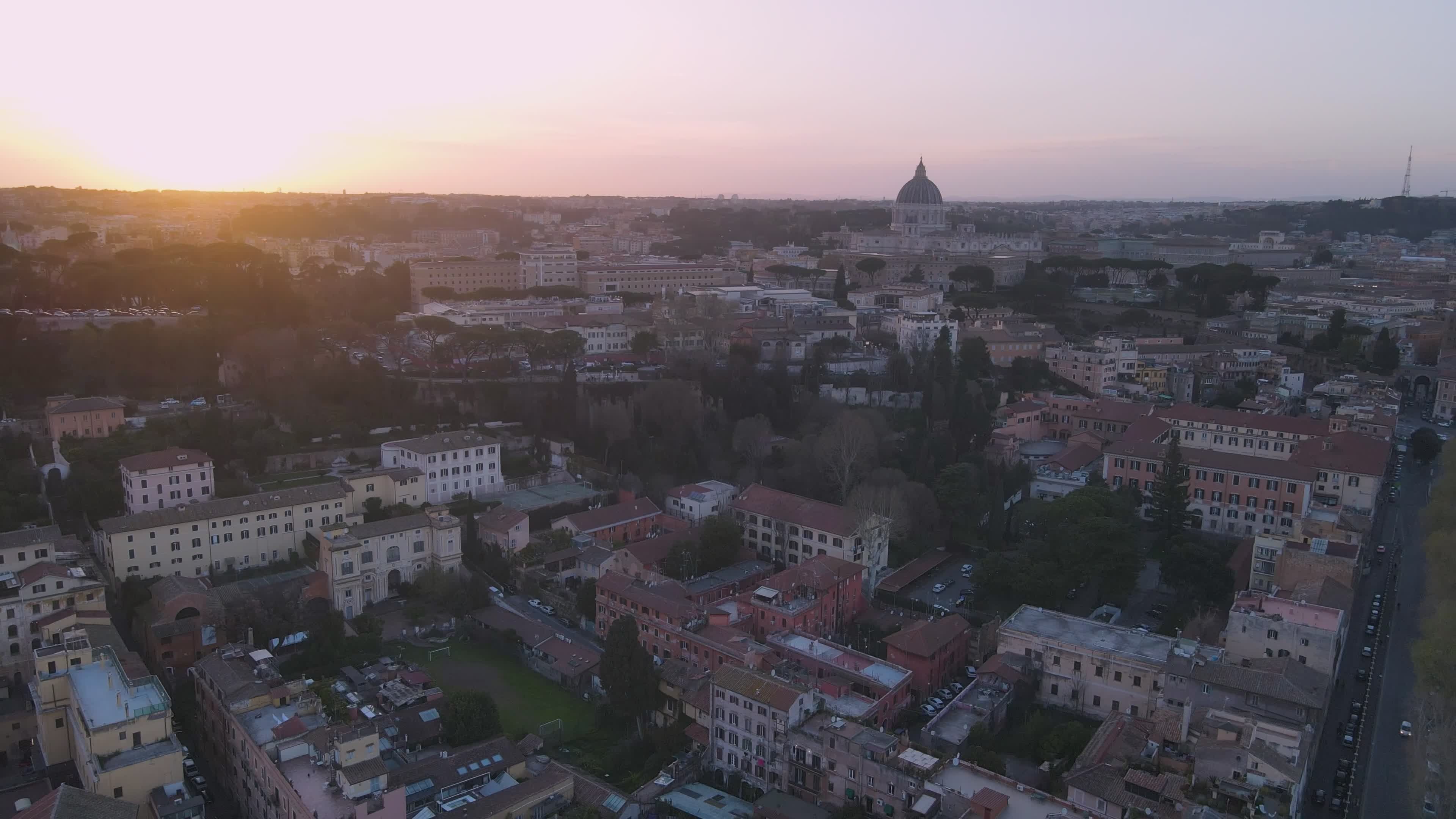 Aerial View of Rome at Sunset Free Stock Video Footage, Royalty-Free 4K ...