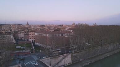 aerial view of historic rome at twilight