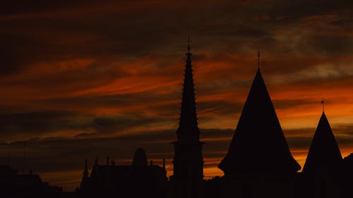 Cross Symbols On Top Of The Cone Like Roofing Of Christian Buildings