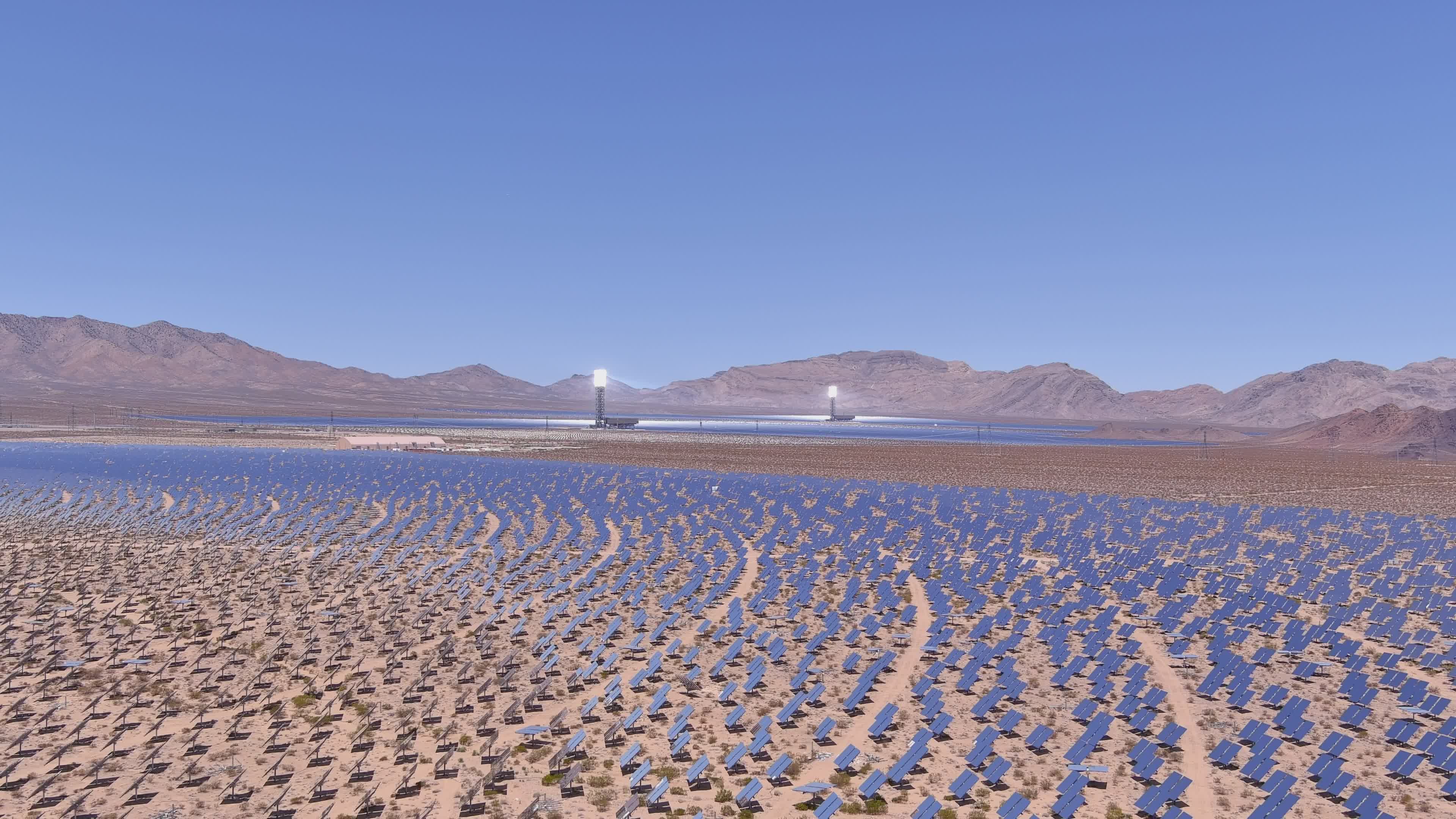 Aerial View of Mojave Desert Solar Farm Free Stock Video Footage ...