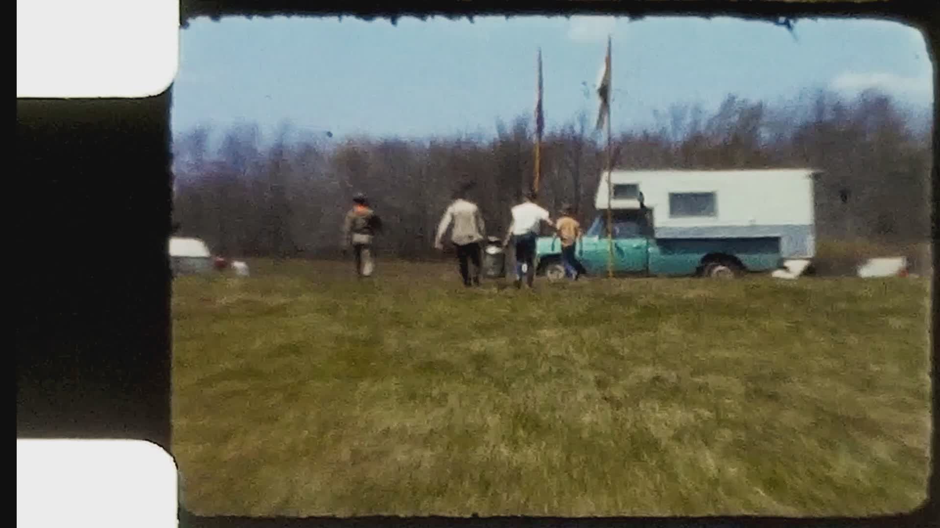 Vintage Outdoor Camping Scene with Retro Caravan Free Stock Video ...