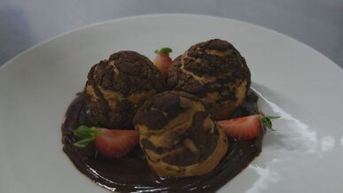 delicious chocolate dessert with strawberries