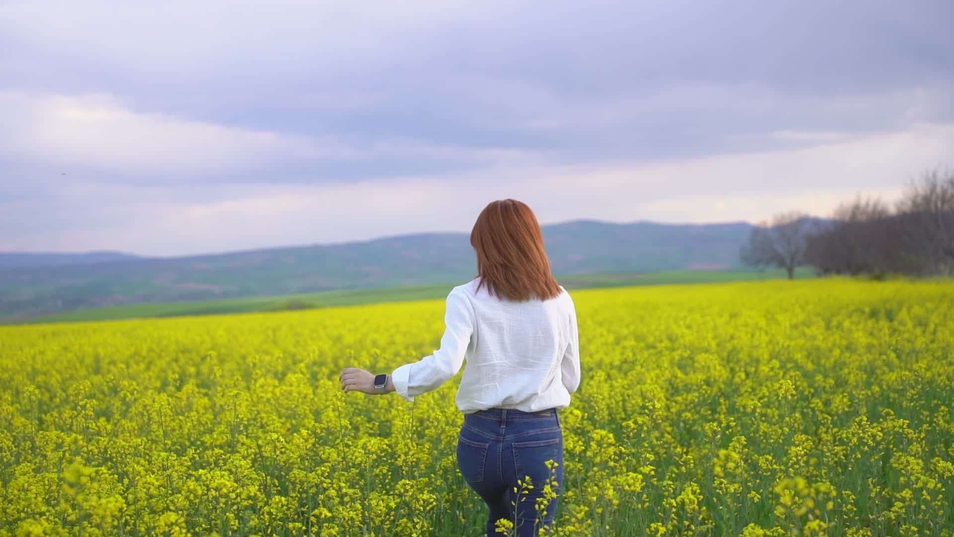 Woman Strolling Through Lush Spring Flowers Free Stock Video Footage ...