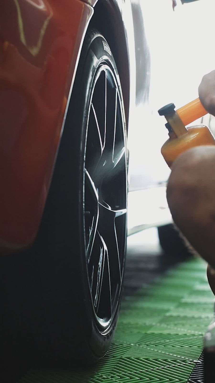 Wheel and tire detailing close-up