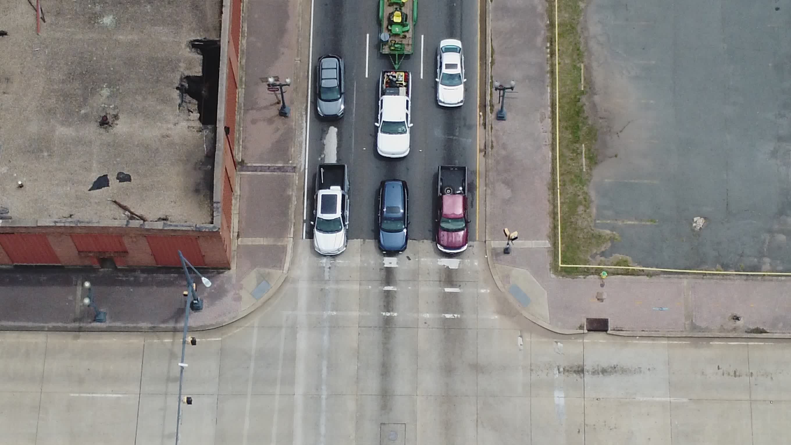 Aerial View of Urban Traffic at City Intersection Free Stock Video ...