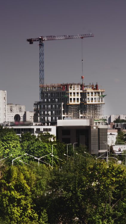 Urban Highrise Construction with Crane Timelapse Free Stock Video ...