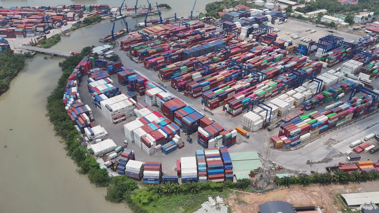 Single Shipping Container Aerial Aerial View of Vibrant Shipping Containers at Port Free Stock Video ...