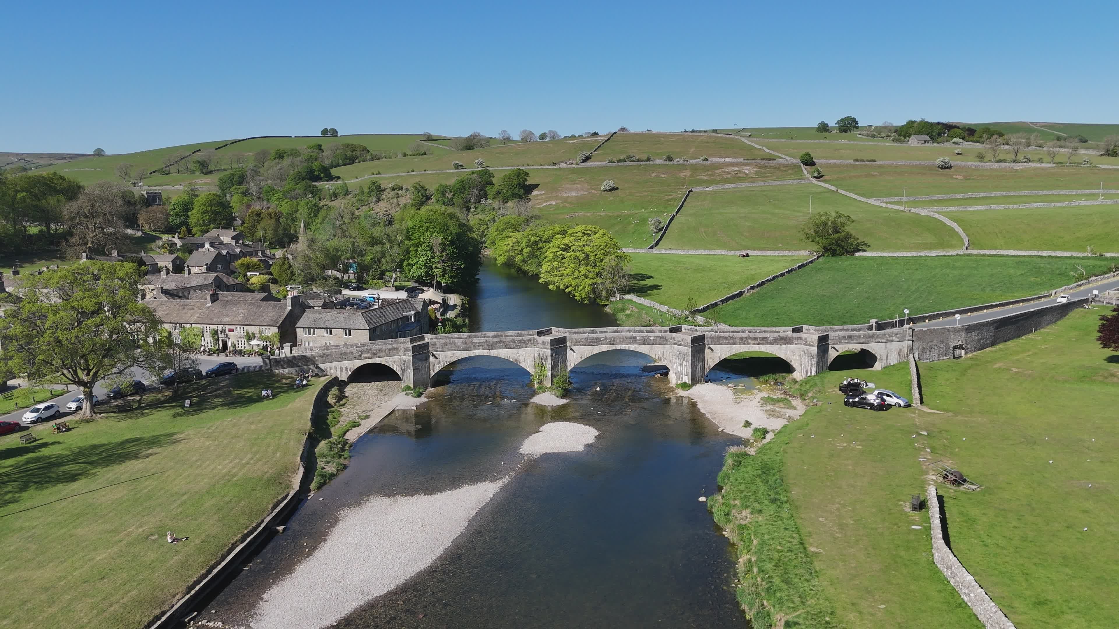 Aerial View of Idyllic Stone Bridge and Countryside Free Stock Video ...