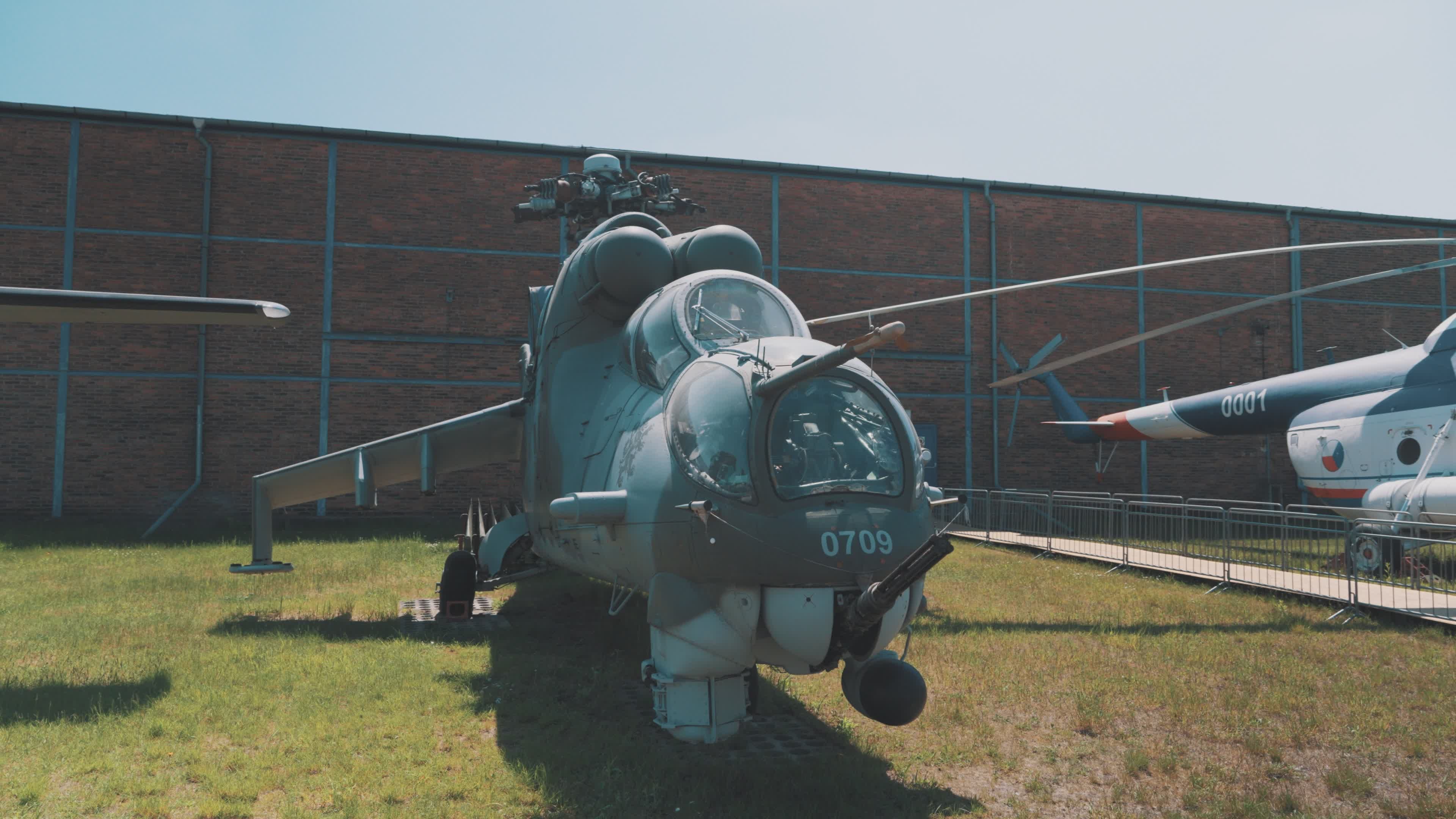 Soviet Mi-24 Helicopter in Outdoor Museum Free Stock Video Footage ...