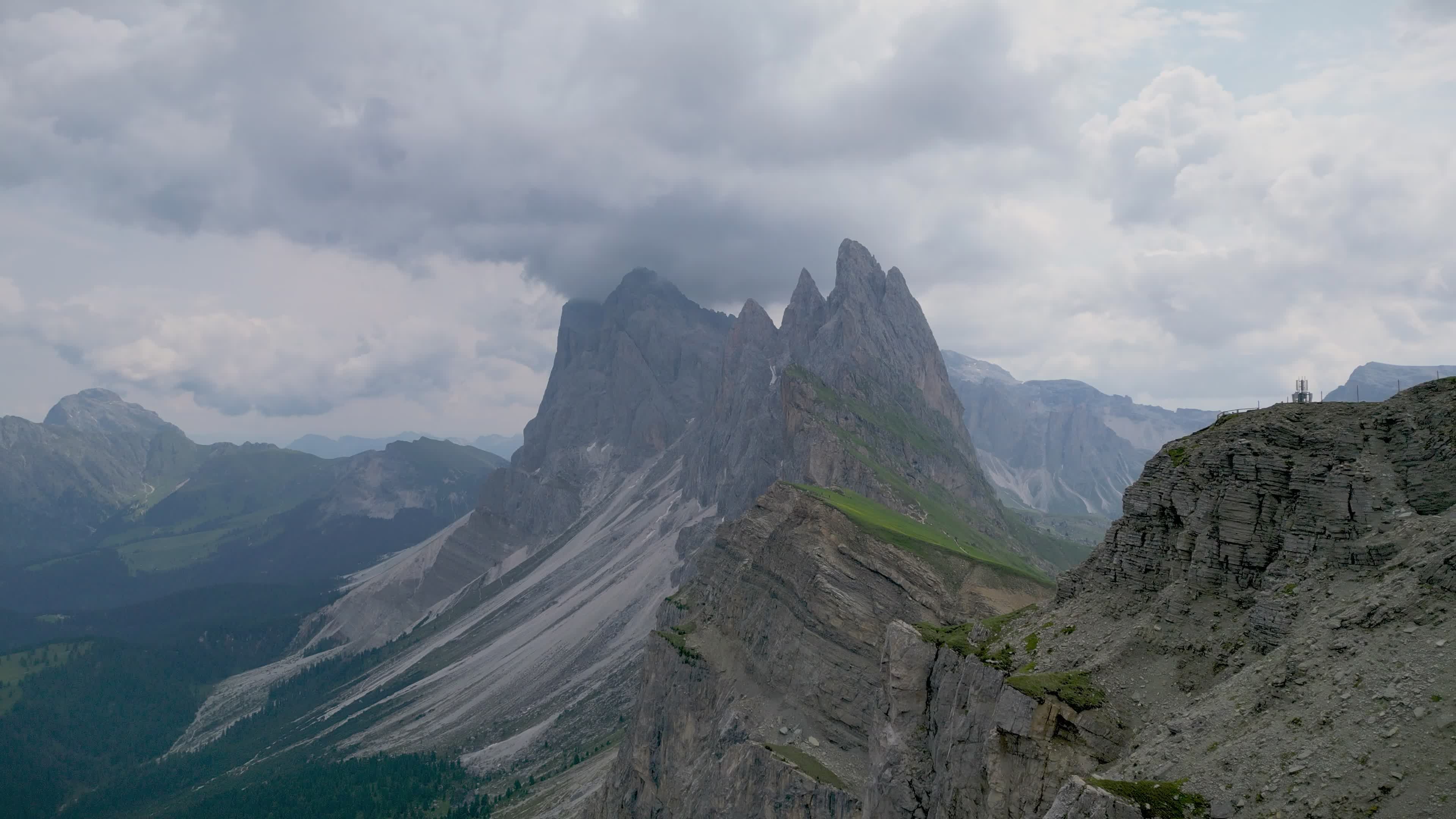 Dramatic Peaks of Seceda in the Italian Alps Free Stock Video Footage ...