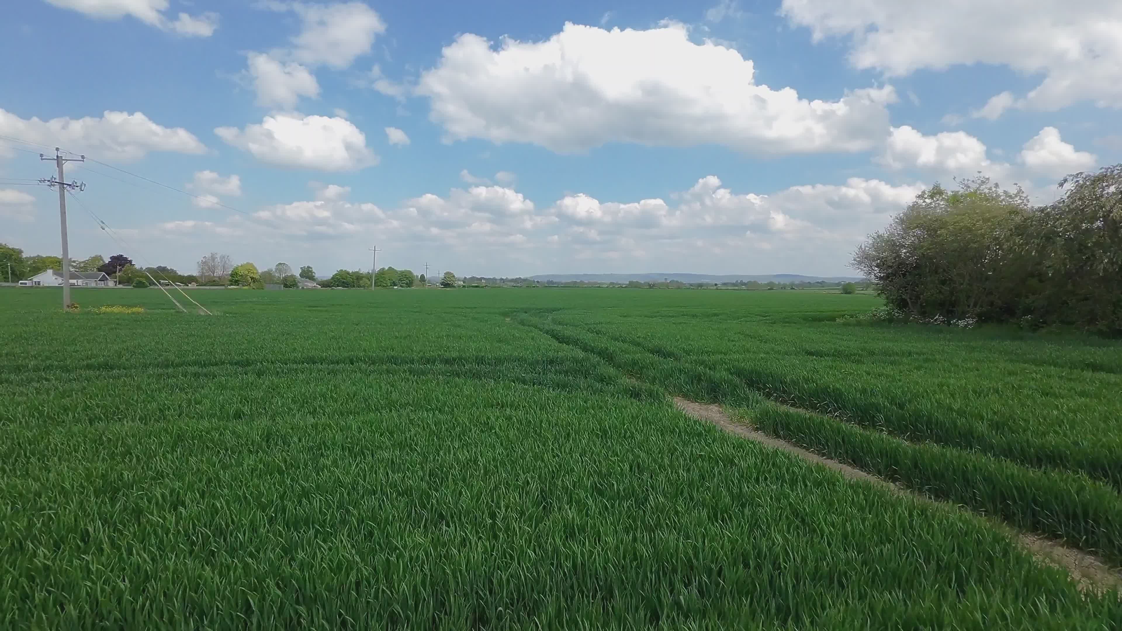 Aerial View of Lush Green Fields Under Blue Skies Free Stock Video ...