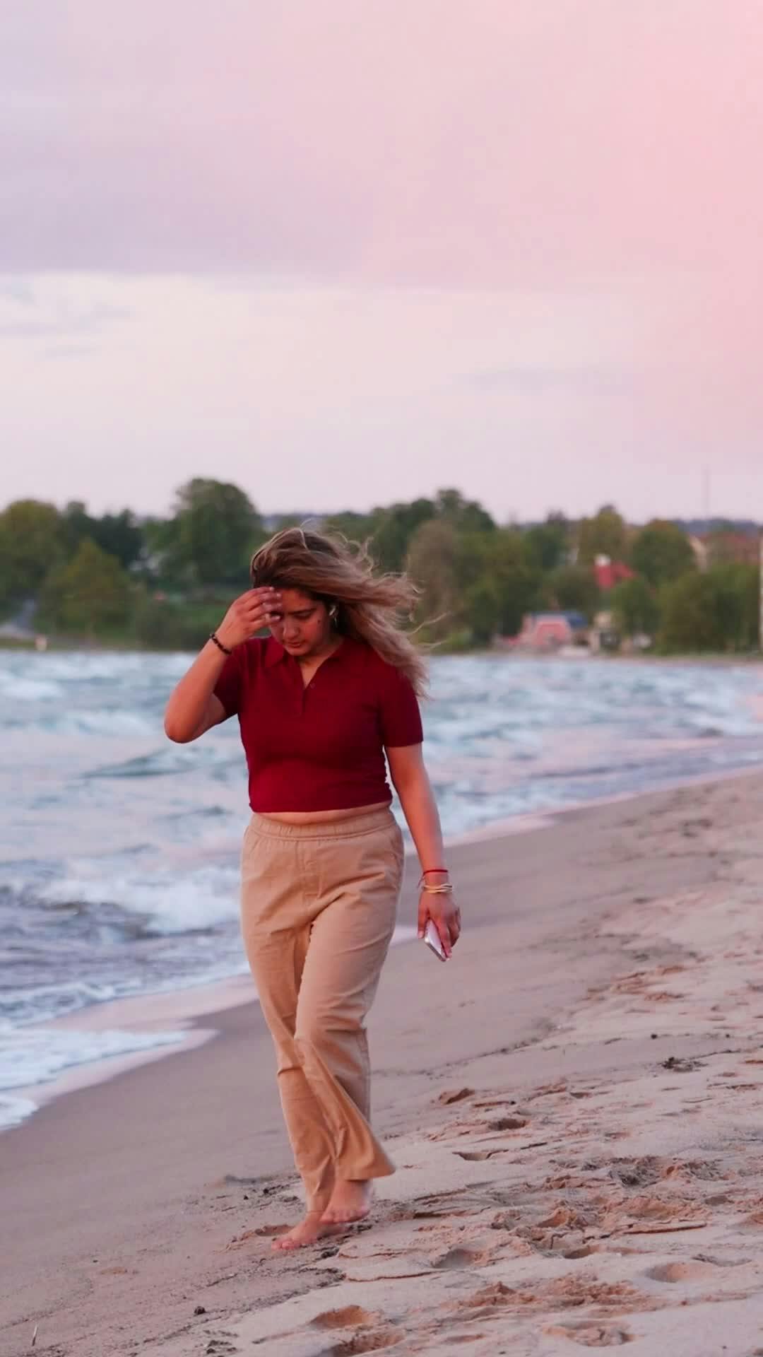 serene sunset walk on scandinavia beach 32089783