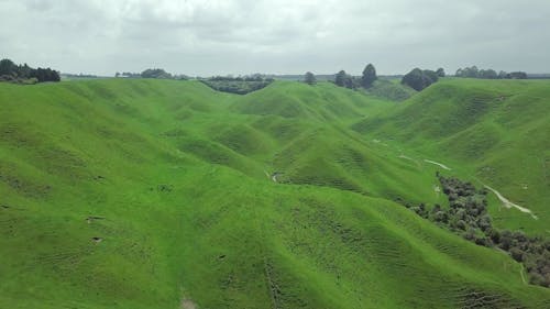 Cordilheiras De Colinas Cobertas Por Grama Verde