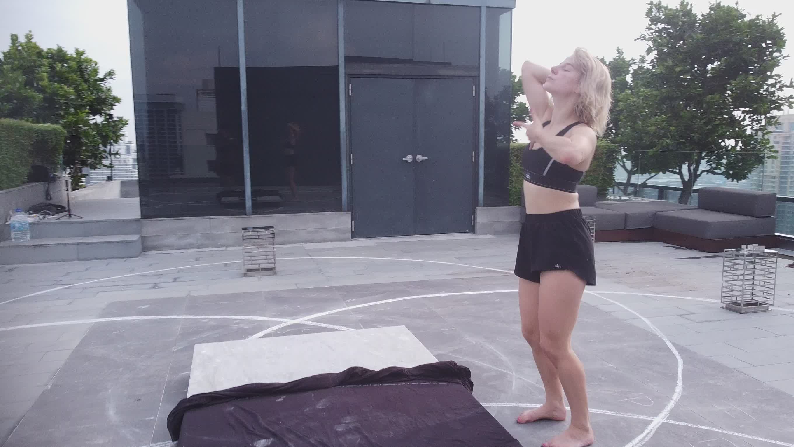 Contemporary Dance on Rooftop with Cityscape Free Stock Video Footage ...
