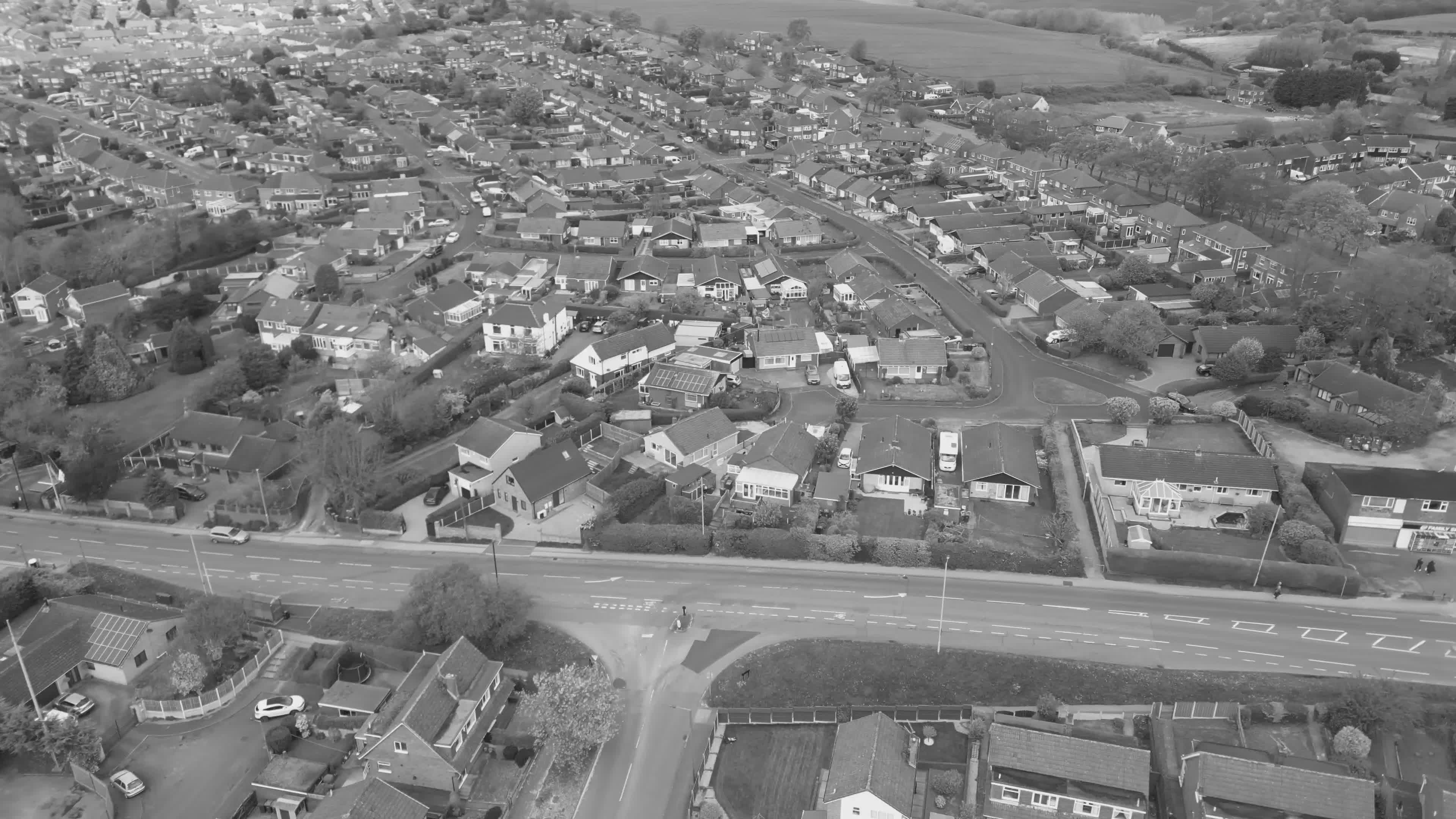 aerial view of suburban neighborhood 32165616