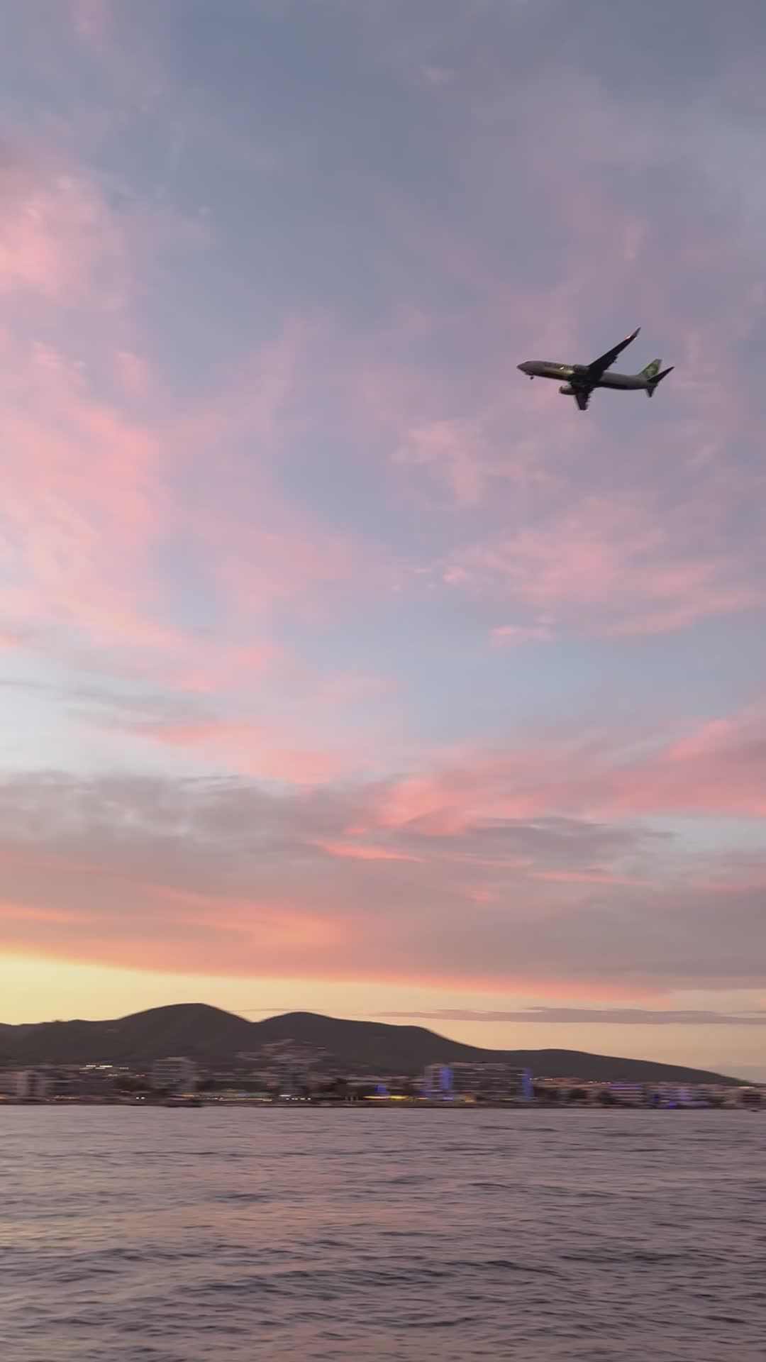 Plane Flying Over Scenic Sunset Skyline Free Stock Video Footage ...