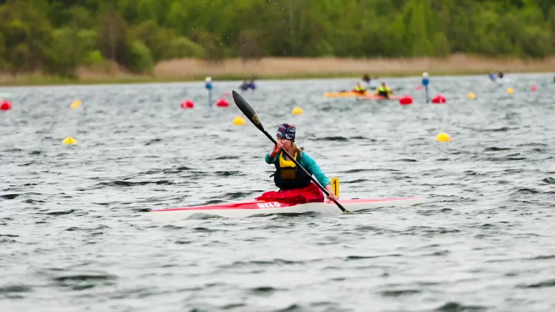 Competitive Kayaking Race Action Shot Scenic Free Stock Video Footage ...