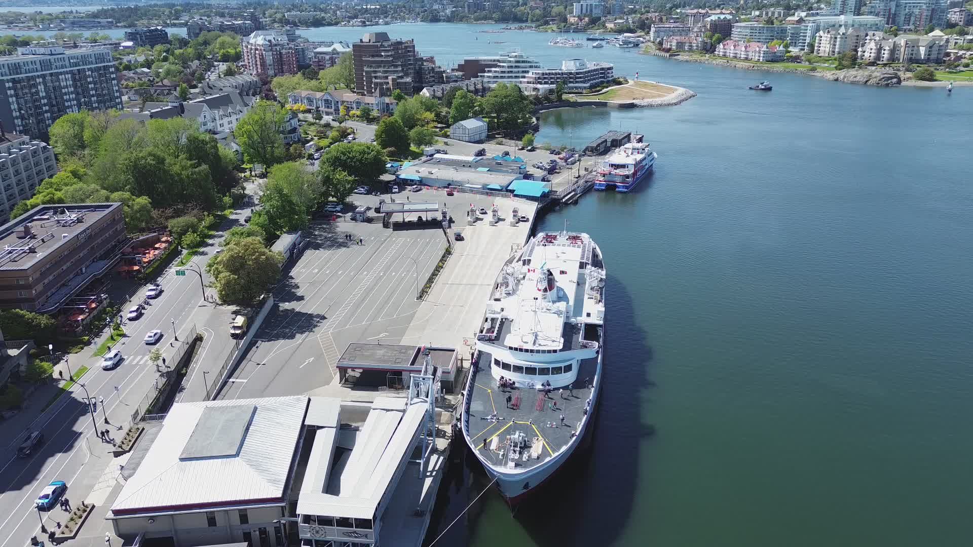 Aerial View of Vibrant Coastal City Harbor Free Stock Video Footage ...